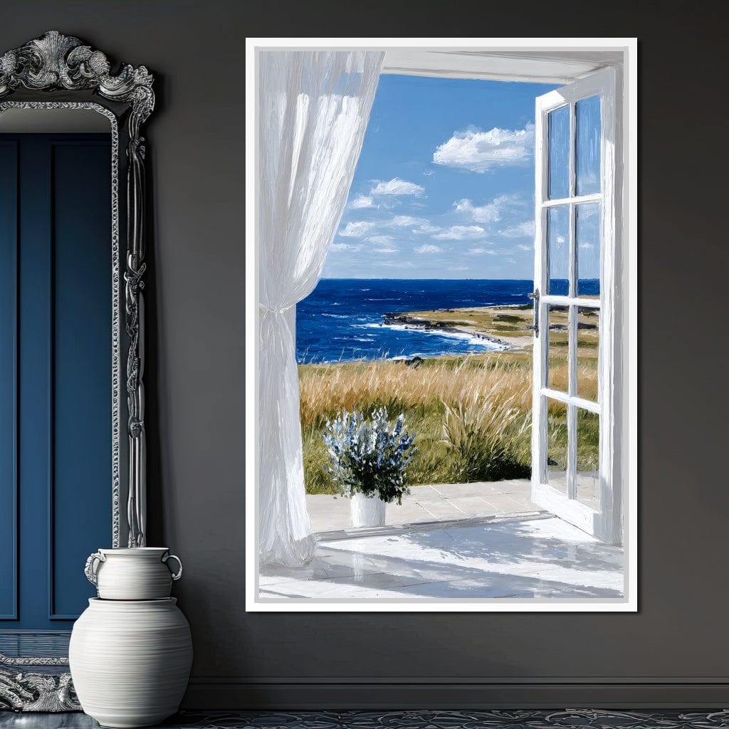 Ocean Breeze Through Open Window Canvas Wall Art