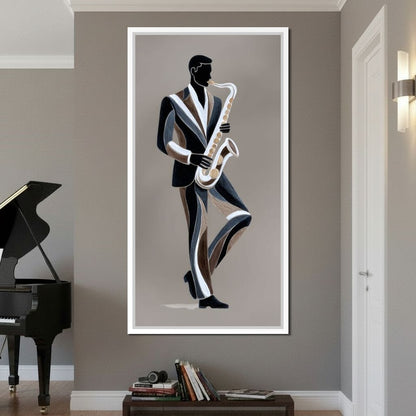 Midnight Jazz Sax Player Elegance Canvas Wall Art