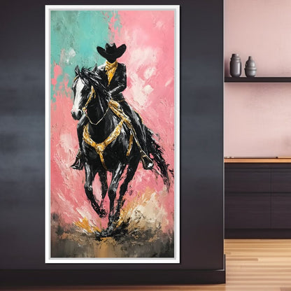 Galloping Western Stallion Energy Canvas Wall Art