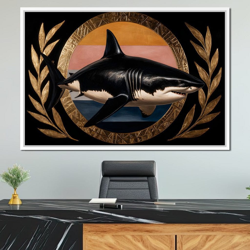 Gilded Shark Triumph Halo Canvas Wall Art