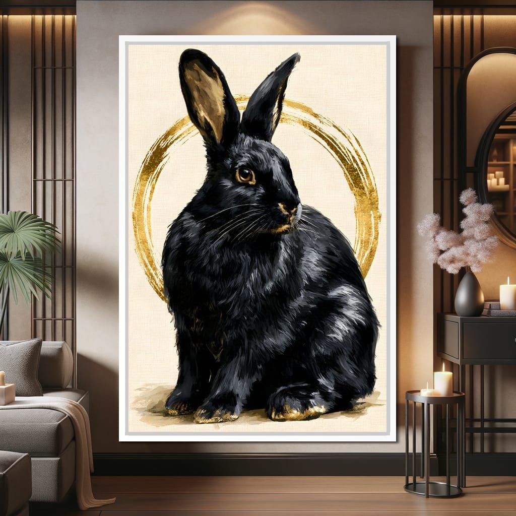 Gilded Hare Watching The Horizon Canvas Wall Art