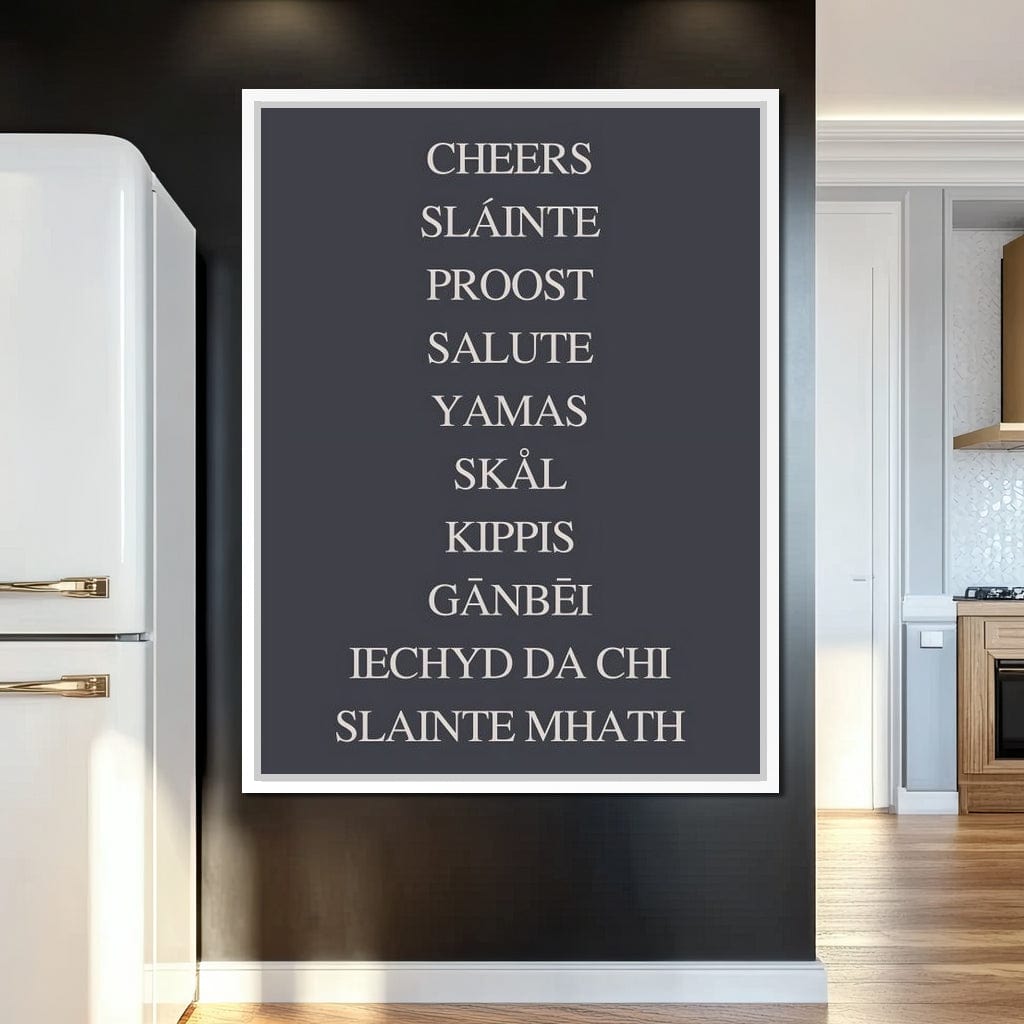 Global Cheers Multilingual Toast Canvas Wall Art
