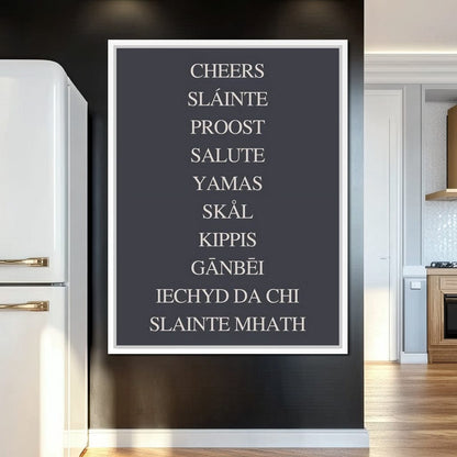 Global Cheers Multilingual Toast Canvas Wall Art