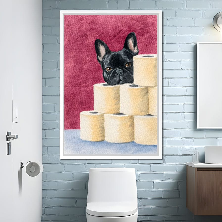 French Bulldog Toilet Roll Sentinel Canvas Wall Art