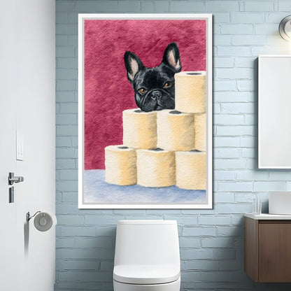 French Bulldog Toilet Roll Sentinel Canvas Wall Art