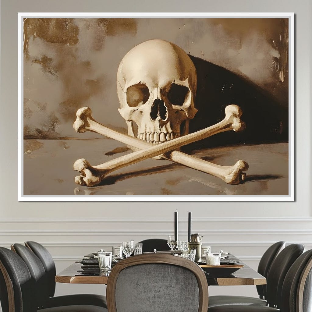 Sepia Skull And Crossbones Still Canvas Wall Art