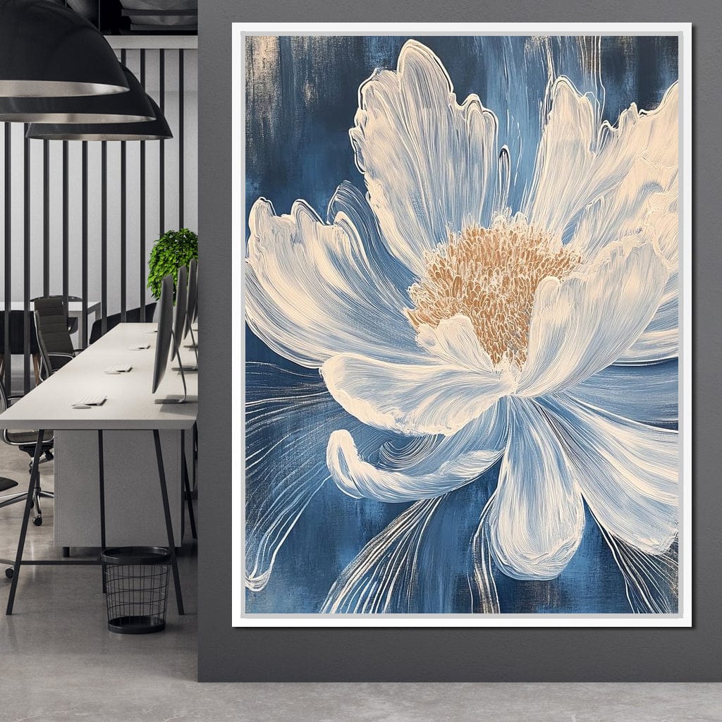 Petal Harmony in Blooming White Canvas Wall Art