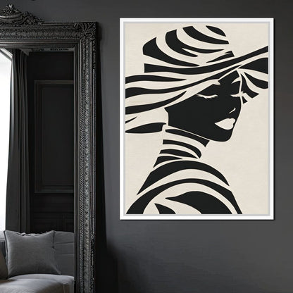 Monochrome Elegance Lady Silhouette Canvas Wall Art