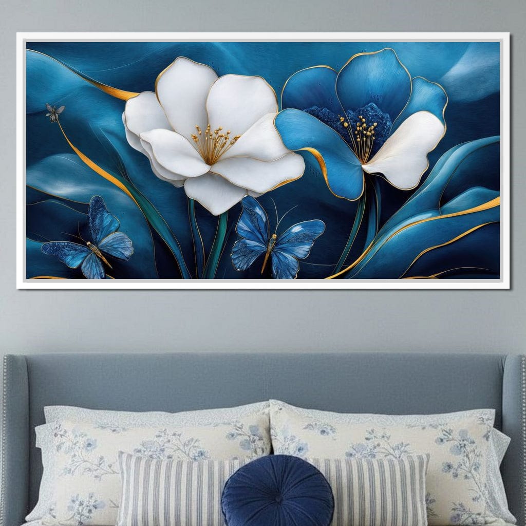 Blue Symphony of Flowers Canvas Wall Art