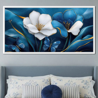 Blue Symphony of Flowers Canvas Wall Art
