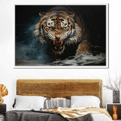 Angry Siberian Tiger Canvas Wall Art