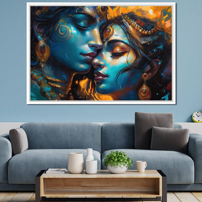 Radha & Krishna Love Story Canvas Wall Art