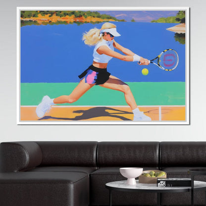 Summer Lakecourt Tennis Rally Canvas Wall Art