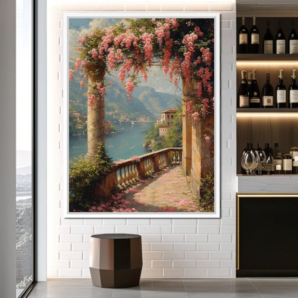 Blossomed Lakeside Retreat Canvas Wall Art