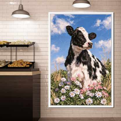 Gentle Pasture Cow Under Summer Skies Canvas Wall Art