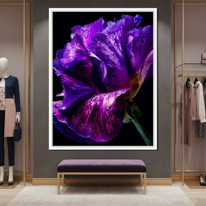Violet Petal Radiance Macro Canvas Wall Art