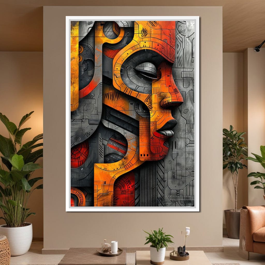 Metallic Face Labyrinth Illusion Canvas Wall Art