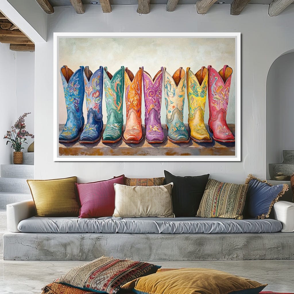 Western Boot Parade Canvas Wall Art