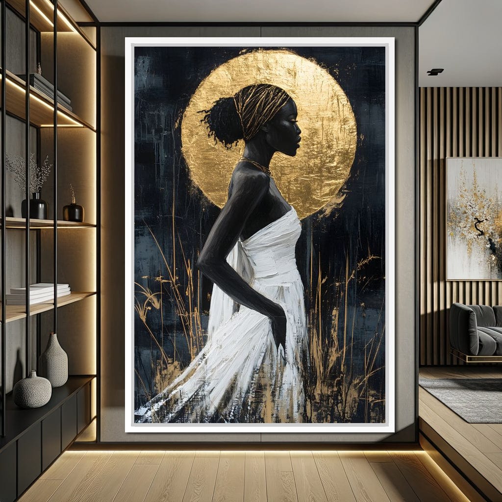 Golden Halo Grace Silhouette Canvas Wall Art