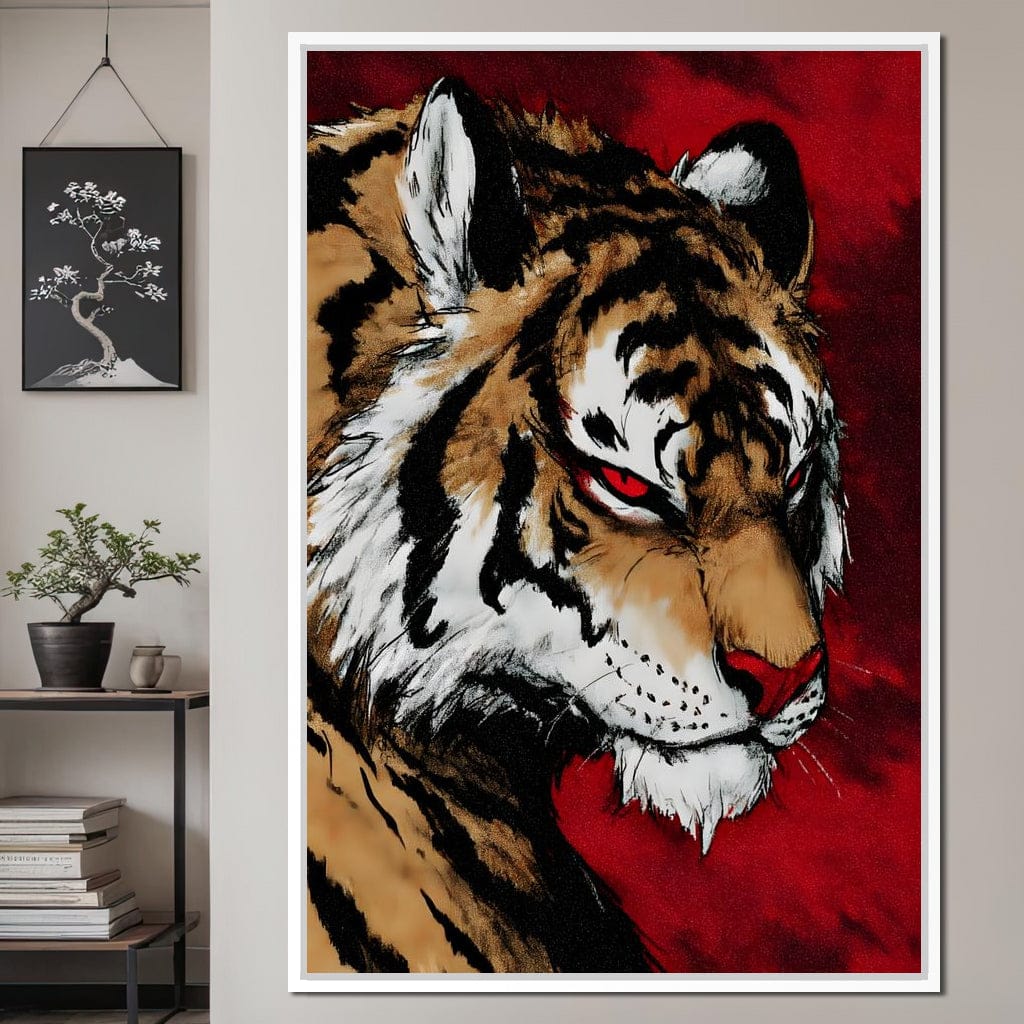 Fierce Tiger Blood Moon Roar Canvas Wall Art
