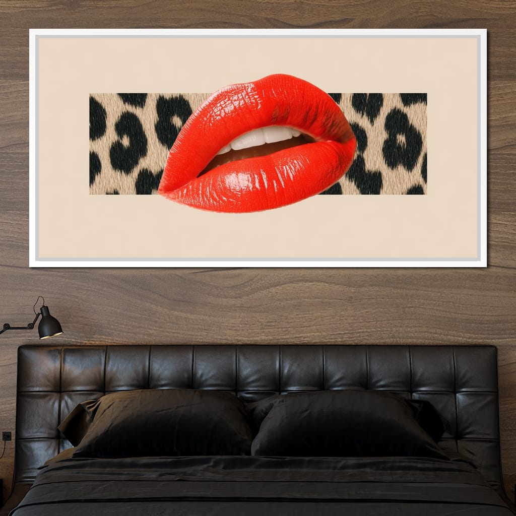 Leopard Kiss Pop Glamour Red Canvas Wall Art