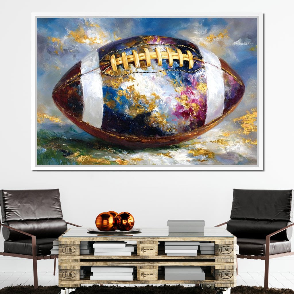 Golden Gridiron Glory Ball Canvas Wall Art