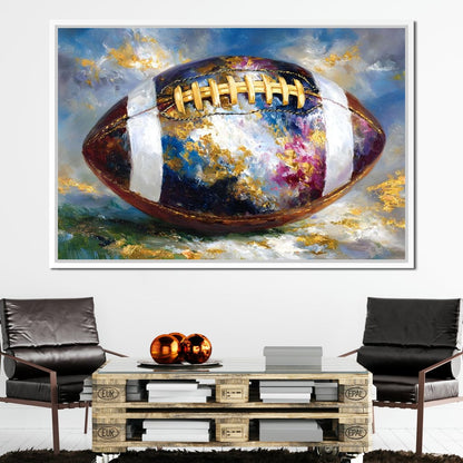 Golden Gridiron Glory Ball Canvas Wall Art