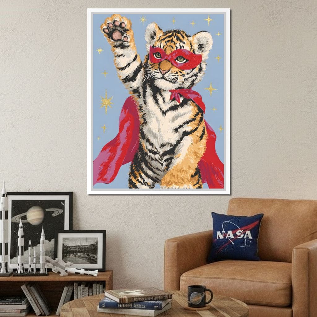 Superhero Tiger Cub Rising Canvas Wall Art