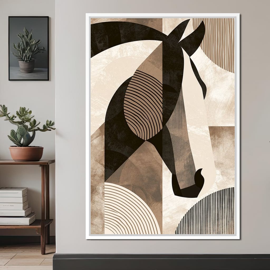Stallion Reflected Through Geometric Planes Canvas Wall Art
