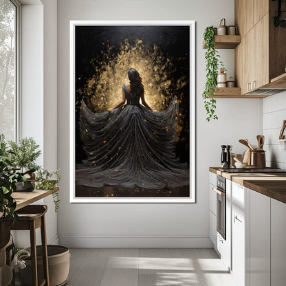 Ethereal Flight in Sparkling Gown Canvas Wall Art