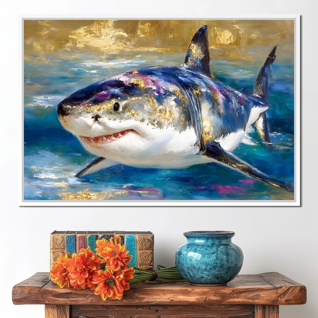 Gilded Great White Hunter Canvas Wall Art