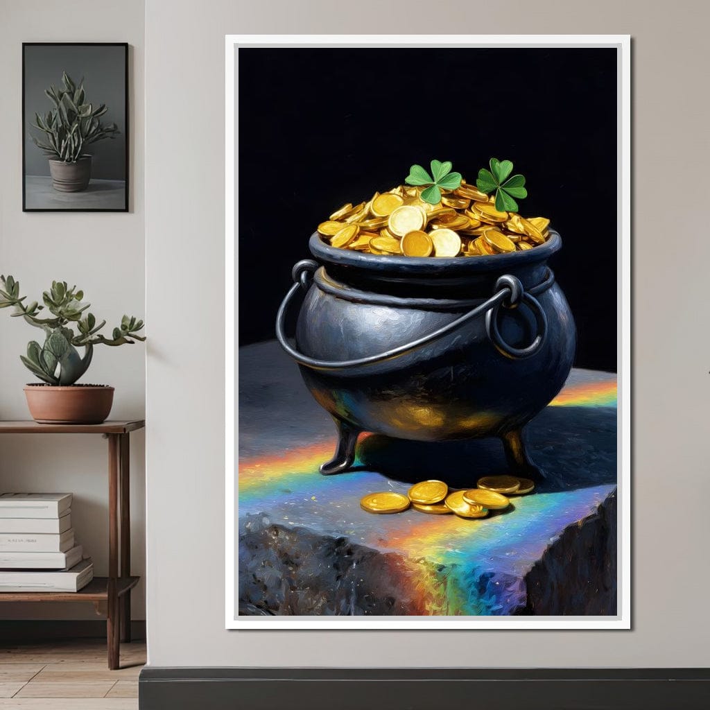 Lucky Clover Gold Cauldron Canvas Wall Art