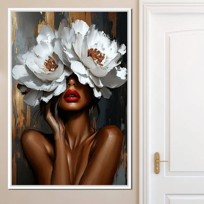 Elegance in Bloom Shadows Canvas Wall Art