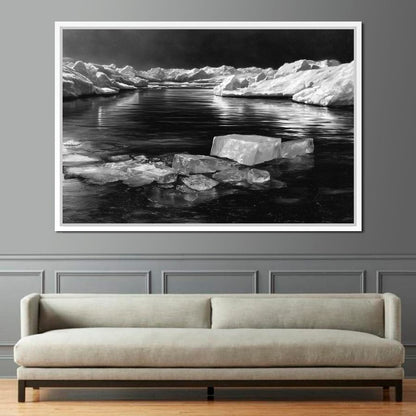 Midnight Drift Ice Fjord Canvas Wall Art