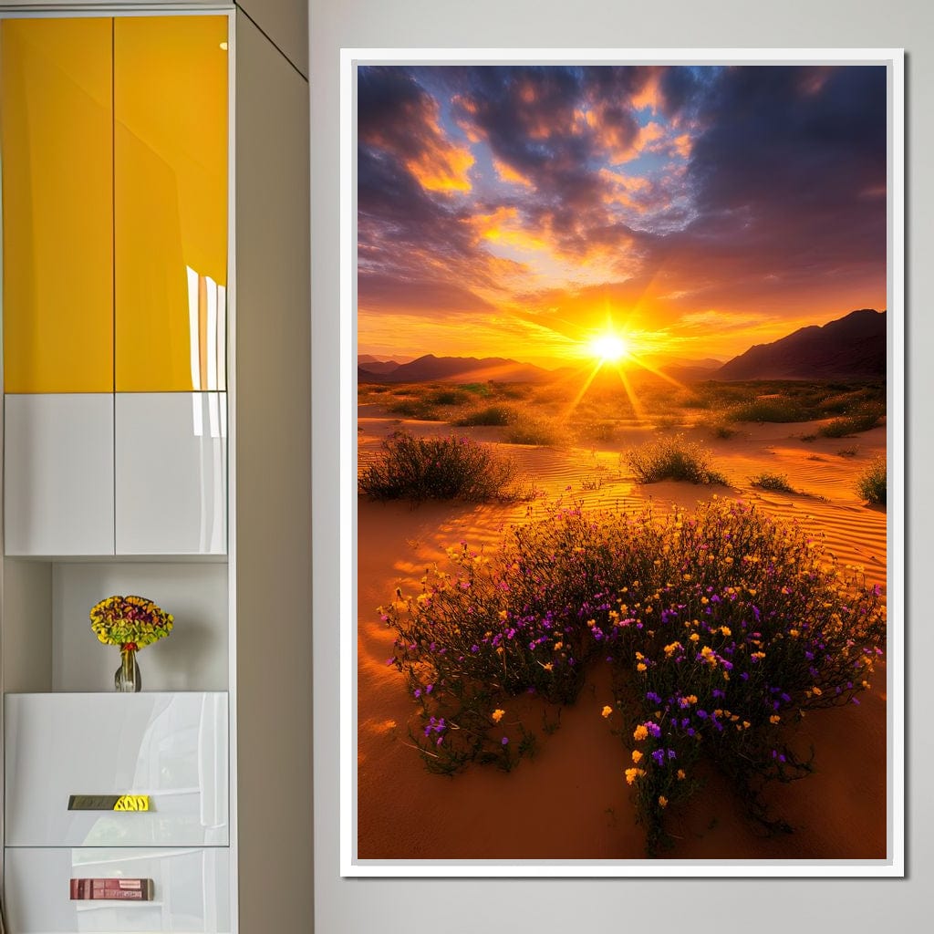 Golden Horizon Meadow Bloom Canvas Wall Art
