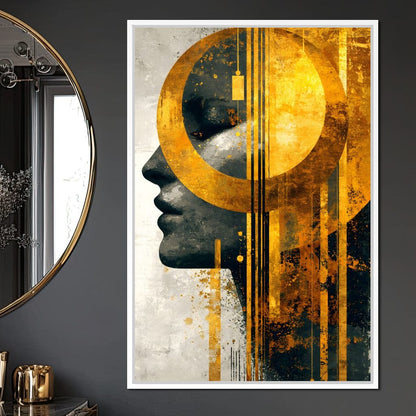 Golden Geometric Elegance Canvas Wall Art