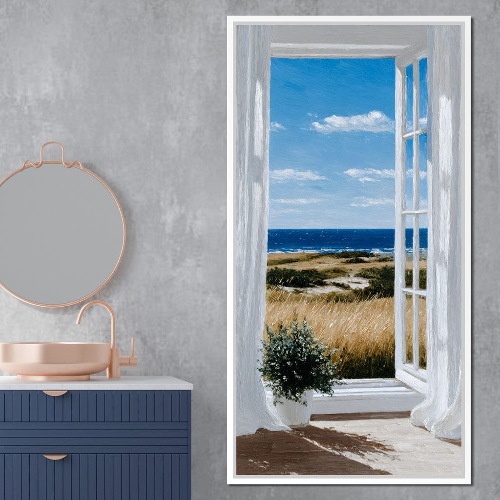 Open Window Ocean Breeze View Canvas Wall Art
