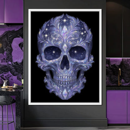 Galactic Crystal Skull Nebula Canvas Wall Art