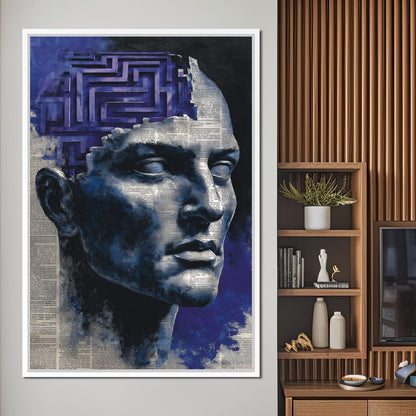 Cobalt Labyrinth Mindscape Canvas Wall Art