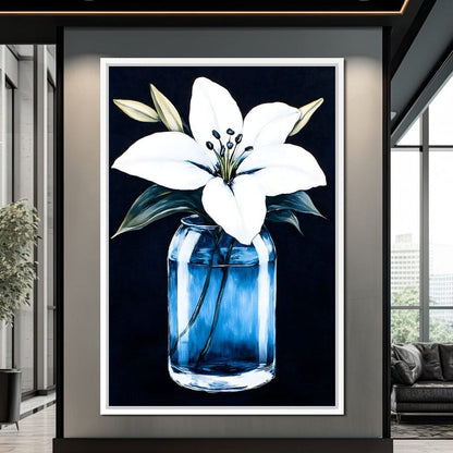 Petals In Glass Reflection Canvas Wall Art