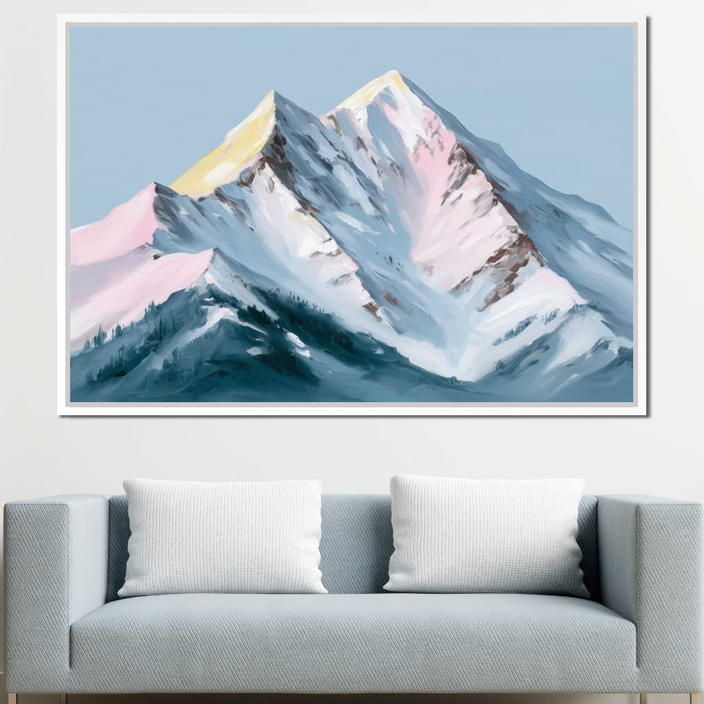 Pastel Alpine Summit Glow Canvas Wall Art