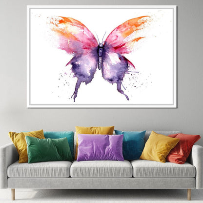 Watercolor Tricolor Butterfly Canvas Wall Art