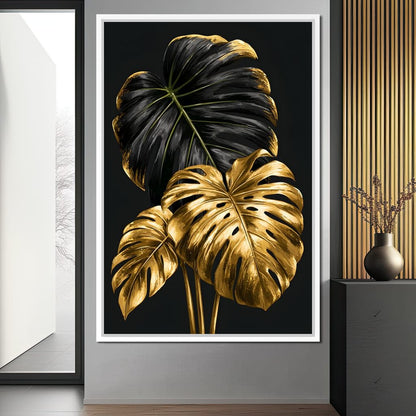 Gilded Foliage Dark Contrast Canvas Wall Art