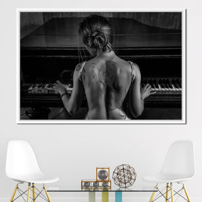 Young Woman Playing Piano Canvas Wall Art