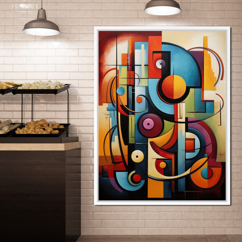 Mosaic of Colorful Cubism Canvas Wall Art