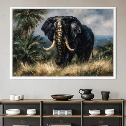 Majestic Elephant Safari Gold Canvas Wall Art