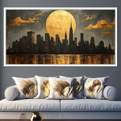 Golden Reflections Skyline Canvas Wall Art