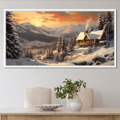 Christmas Cottage Canvas Wall Art