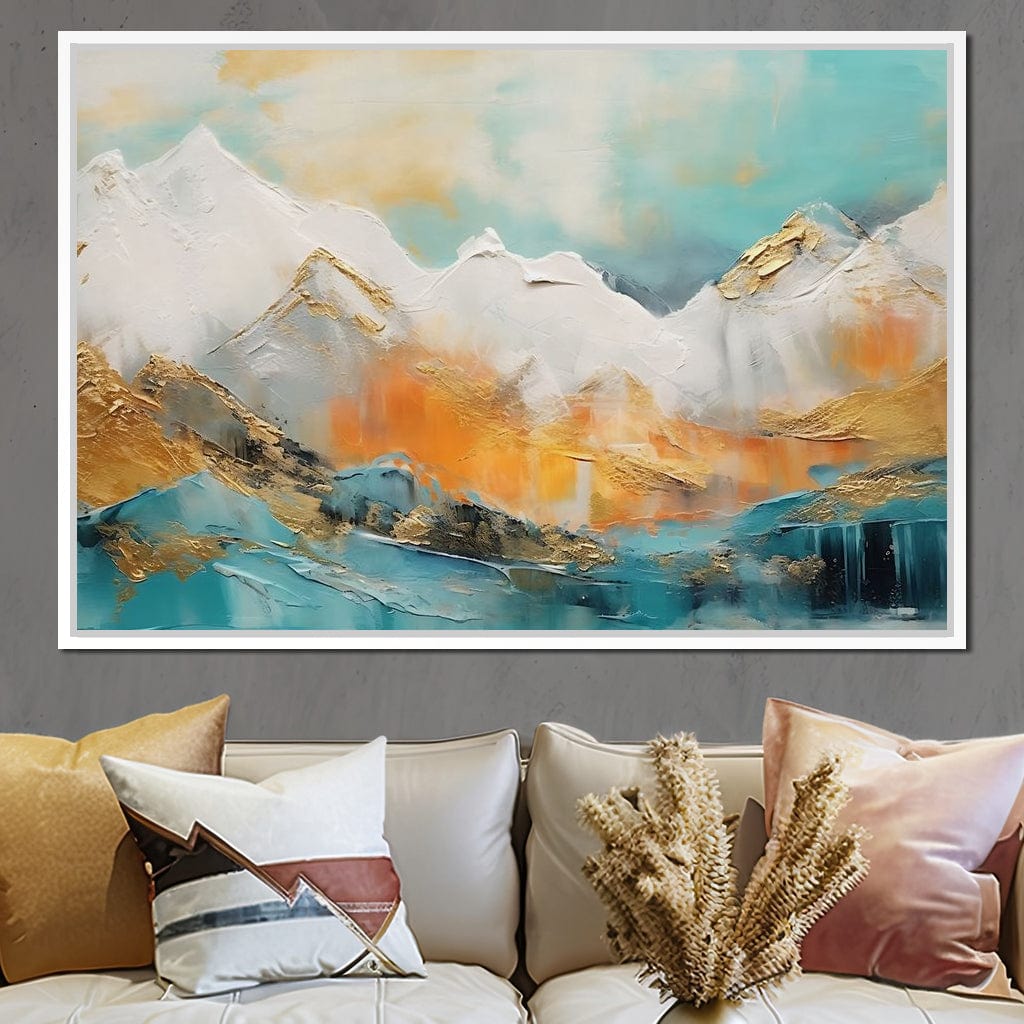 Golden Peaks Dawn Mountain Escape Canvas Wall Art