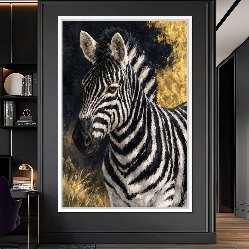Golden Stripes of the Midnight Plains Canvas Wall Art